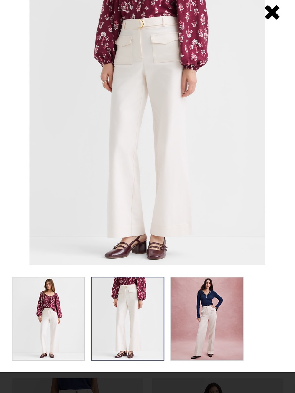 LOFT Belted Palmer Wide Leg Pants in Pique